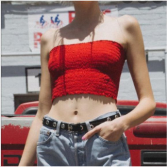 Brandy Melville Red Smocked Tube Top - Picture 1 of 3